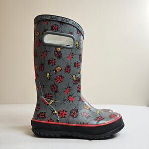 Bogs Kids Rainboots Size 12 Bugs Red Yellow Gray Waterproof 72997-020